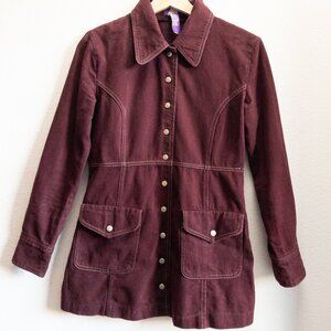 FREE PEOPLE 70s Inspired Burgundy Overcoat